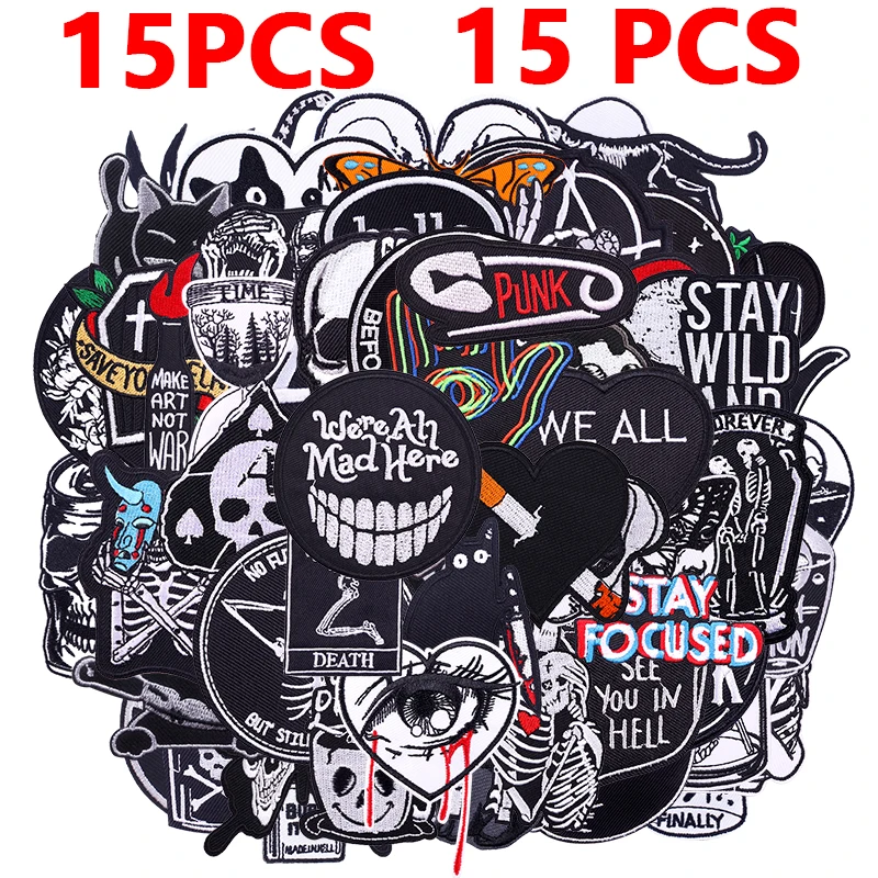 5-30 PCS Random Mixed Punk Series Embroidered Patches For Clothing DIY Sewing Patch Iron On Patches On Clothes Fusible Applique view 4