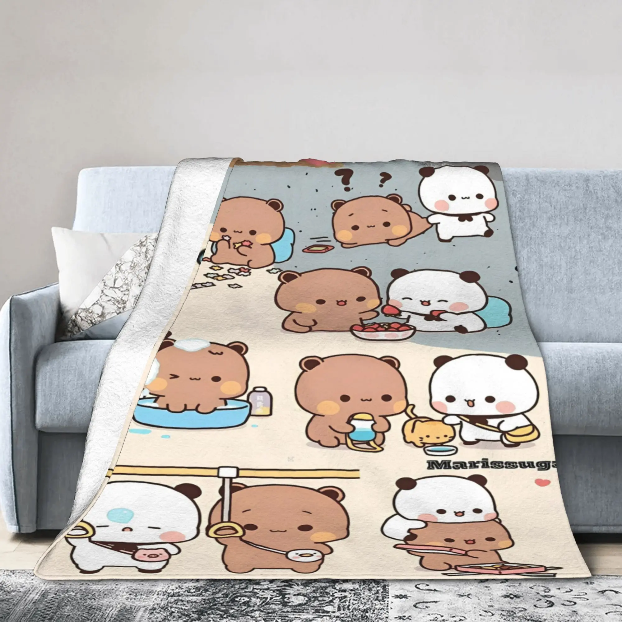 

Relax Bubu and Dudu cartoon bear Blanket Merch Room Decorative Throws And Blankets Lightweight Thin Fleece for Outdoor