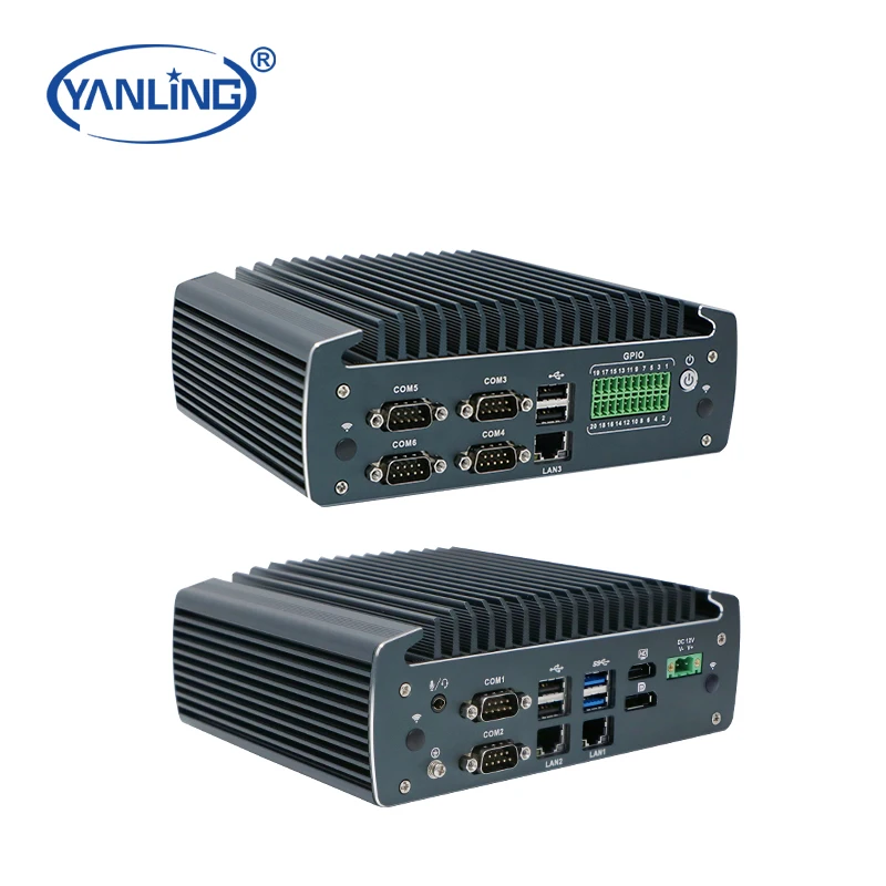 Original Manufacturer J6412 Mini Industrial Control Host Fanless 6 COM 3 Network Ports 6 USB Industrial Computer Stock