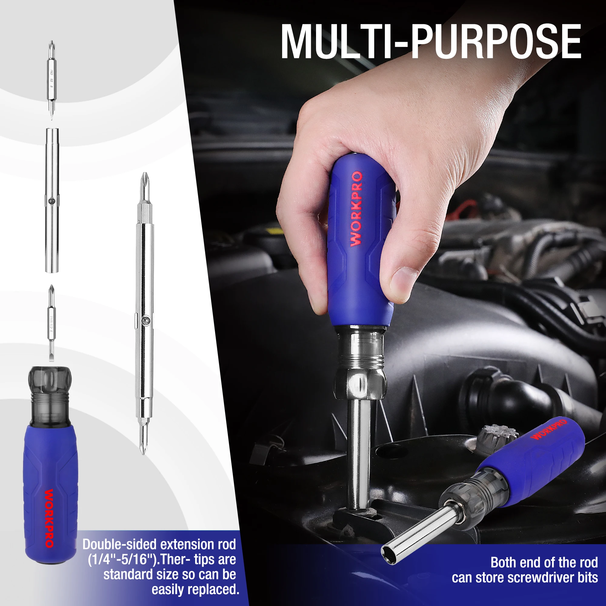 WORKPRO 6In1Multi Bit Screwdriver Set Insulation Removable Destornillador Electrician Home Electrical Special Repair Tools