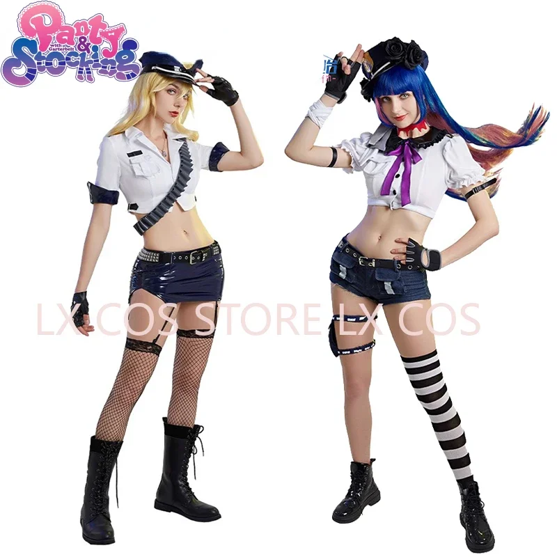 

Anime Panty Stocking With Garterbelt Anarchy Cosplay Costume Women Police Uniform For Halloween