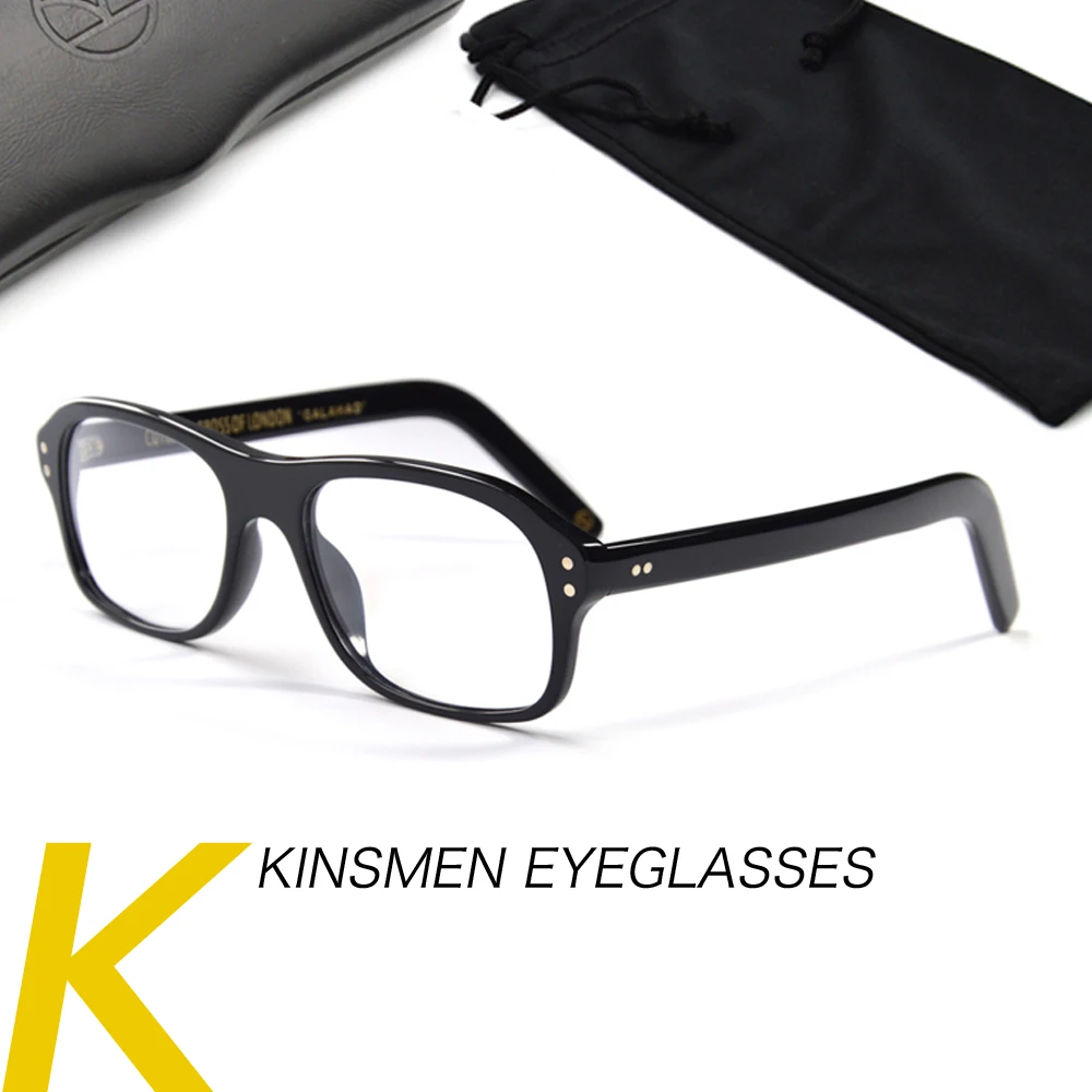 kingsmen Eyeglasses Frame for Men Retro Square Handmade Acetate Eyewearing The Kingsmen Agent Movie Cosplay Spectacles Mens