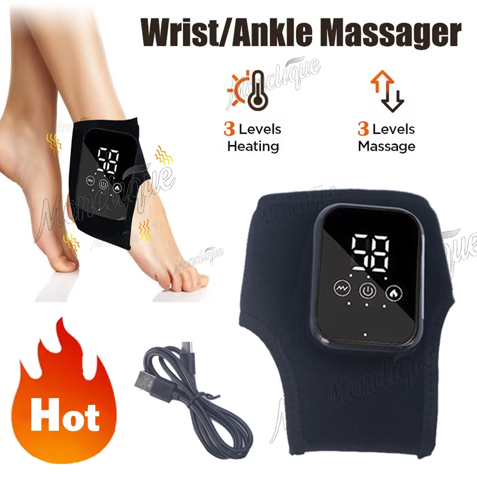 

Electric Foot Heat Massager Hot Compress Vibration Care Ankle Massage Wrap Rechargeable Breathable Ankle Support Brace Foot Care
