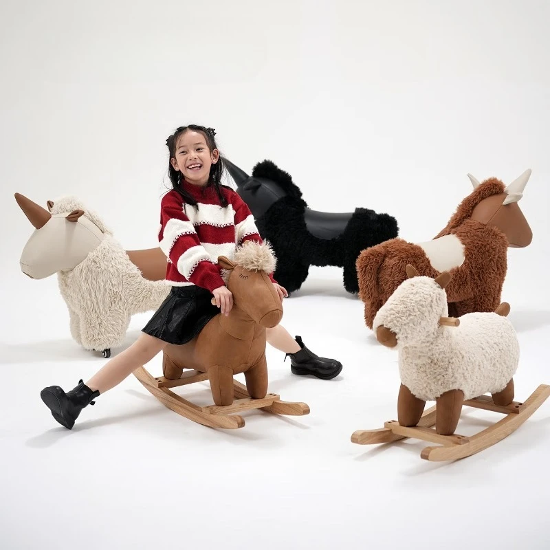 Creative Year of the Horse Living Room Ornament/Moe Riding Children's Stool Rocking Chair Rolling Car Growth