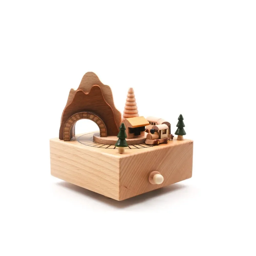 Handmade Wooden Music Box, Creative Retro Rotating Music Box, Graduation Valentine's Day DIY Wooden Ornaments