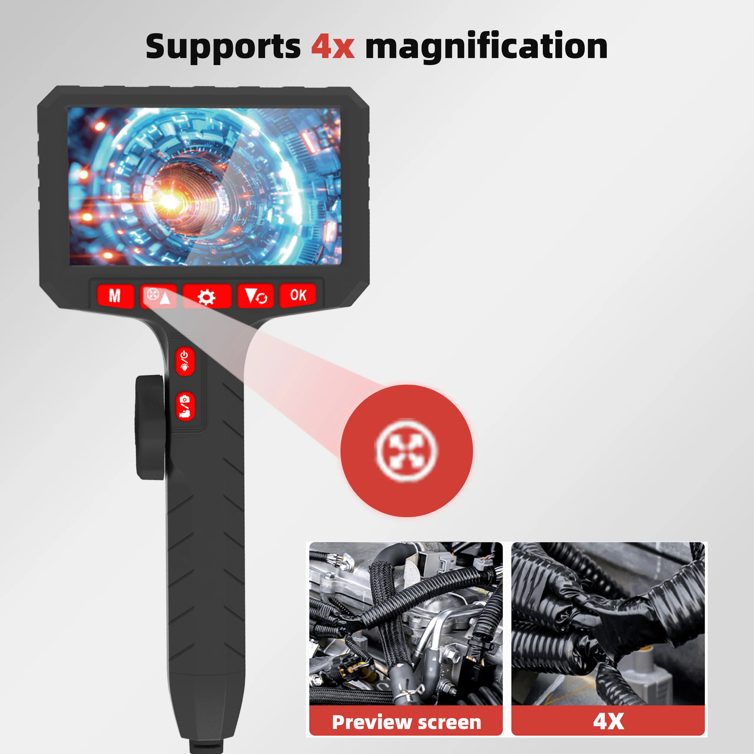 LAFOCH Borescope 5 นิ้ว, กล้อง 3.9 มม., HD 1080P พร้อมไฟ LED สําหรับการซ่อมรถยนต์, การตรวจสอบท่อประปา