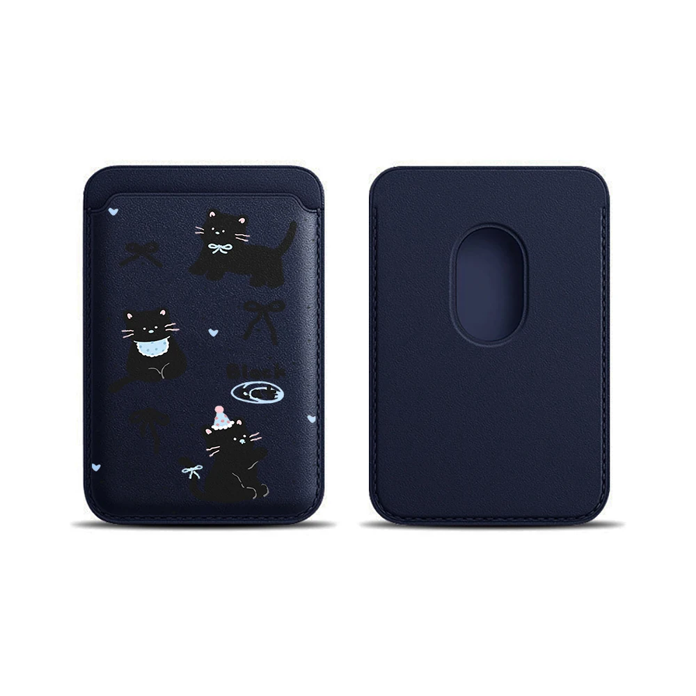 Niedliche schwarze Katzen-Leder-Kartenhülle mit Magnetverschluss, geeignet für alle iPhones, kompatibel mit MagSafe, Kartenhalter für die Rückseite des Telefons. – Detail 19
