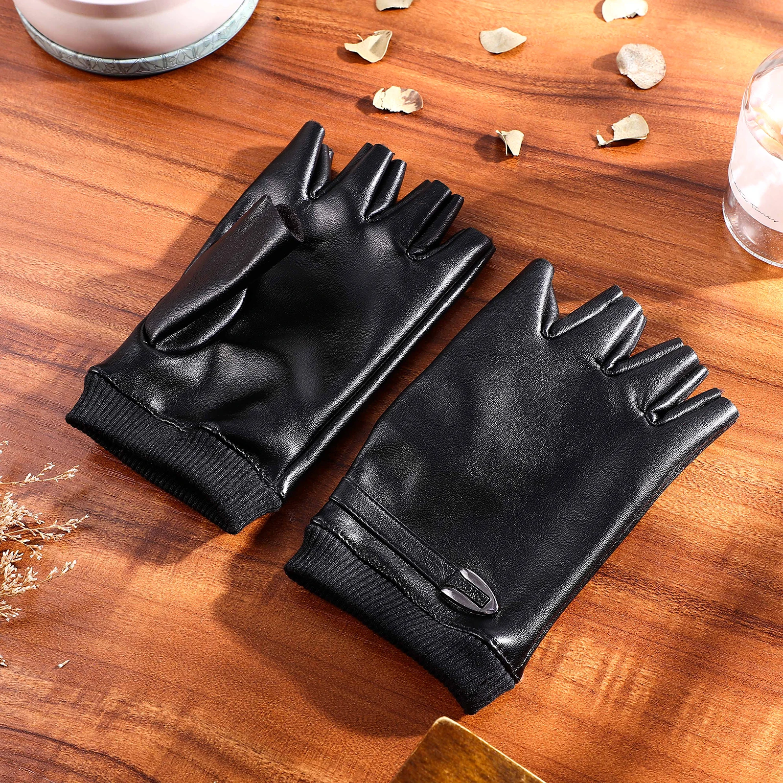 

Half-finger Waterproof Cycling Thermal PU Fitness Work Gloves for Men Women Driving Gloves Breathable Durable Safe Long