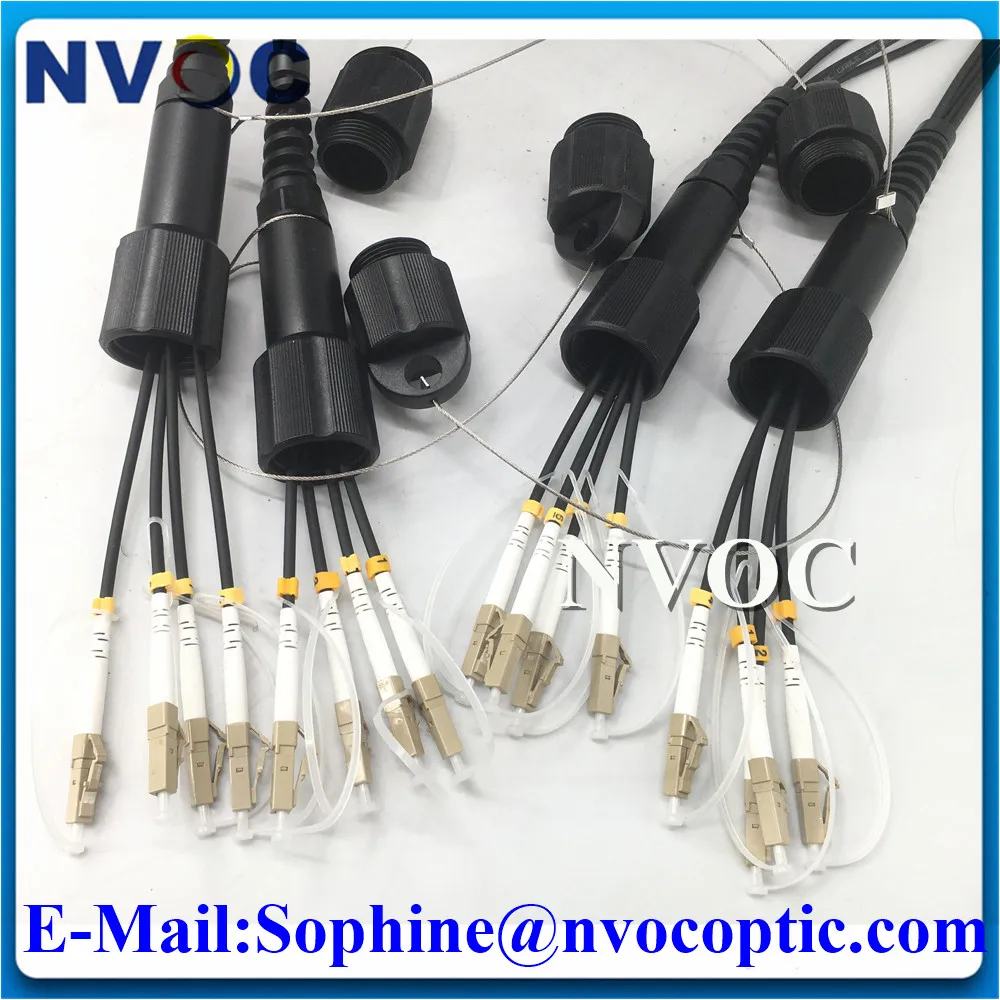 

8Cores 80M OM3-150,5.0mm TPU Black Jacket,2Pcs PDSC/UPC-PDLC/UPC(4Core) 8C Fiber Armored Patch Cord Connector without Reel