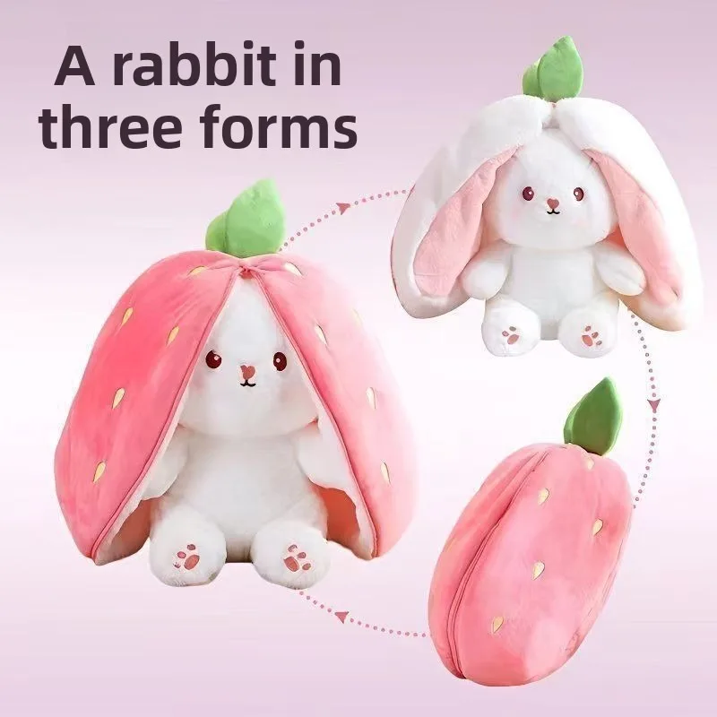 

35cm cute strawberry, carrot, rabbit plush toys, creative achievements, rabbit dolls, birthday gifts for girls and children!