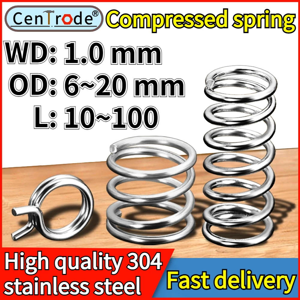 304 Stainless Steel Compressed Spring Wire Diameter 1.0mm Outer Diameter 5-20mm Rotor Return Spring Pressure Spiral Coil