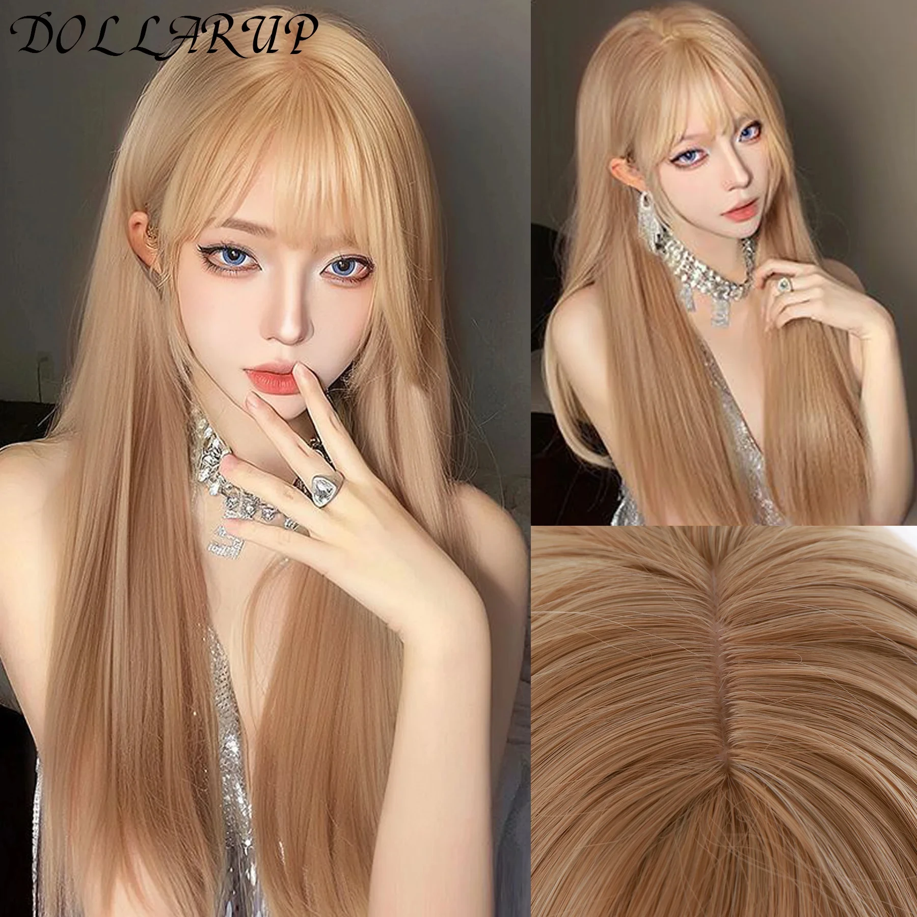 JKL synthetic wig long straight hair cosplay Halloween costume everyday wig high-temperature hair accessory