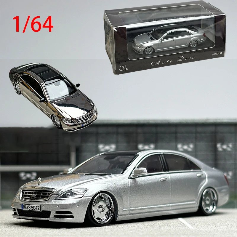 Diecast 1/64 Size Mercedes-Benz S-Class Alloy Model Car Benz S600L W221 Car Model Toys for Boys Collection Hobby Original Box