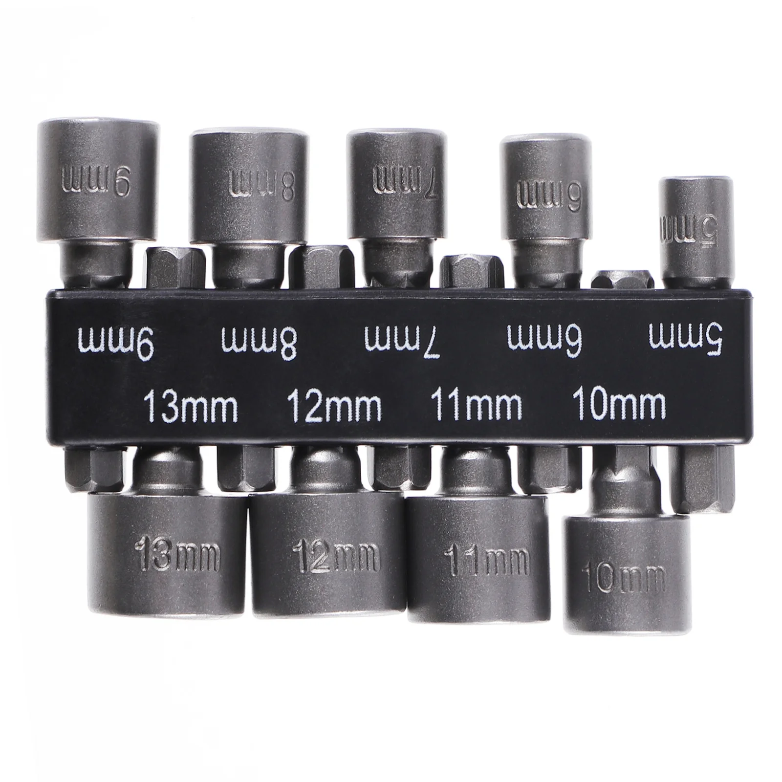 

9Pcs Power Nut Driver Socket Set 5-13Mm Heavy Duty Chrome Vanadium Steel Repair Tool Kit for Electric Pneumatic Drill