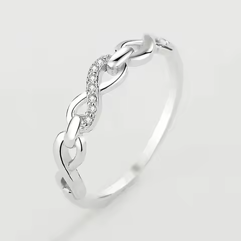 Huitan Elegant Infinity 8 Shaped Finger Ring for Women Wedding Band Accessories Silver Color Luxury Trendy Female Jewelry Gift
