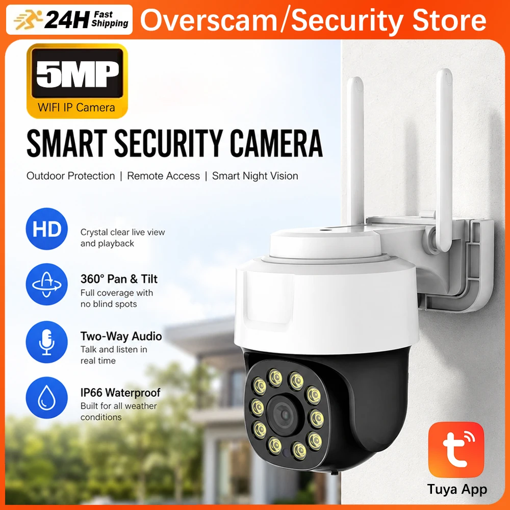 

5MP WIFI Camera PTZ Indoor TUYA Two-Way Audio And Video Camera With Track 2K Mobile Detection Security Surveillance Camera Smart