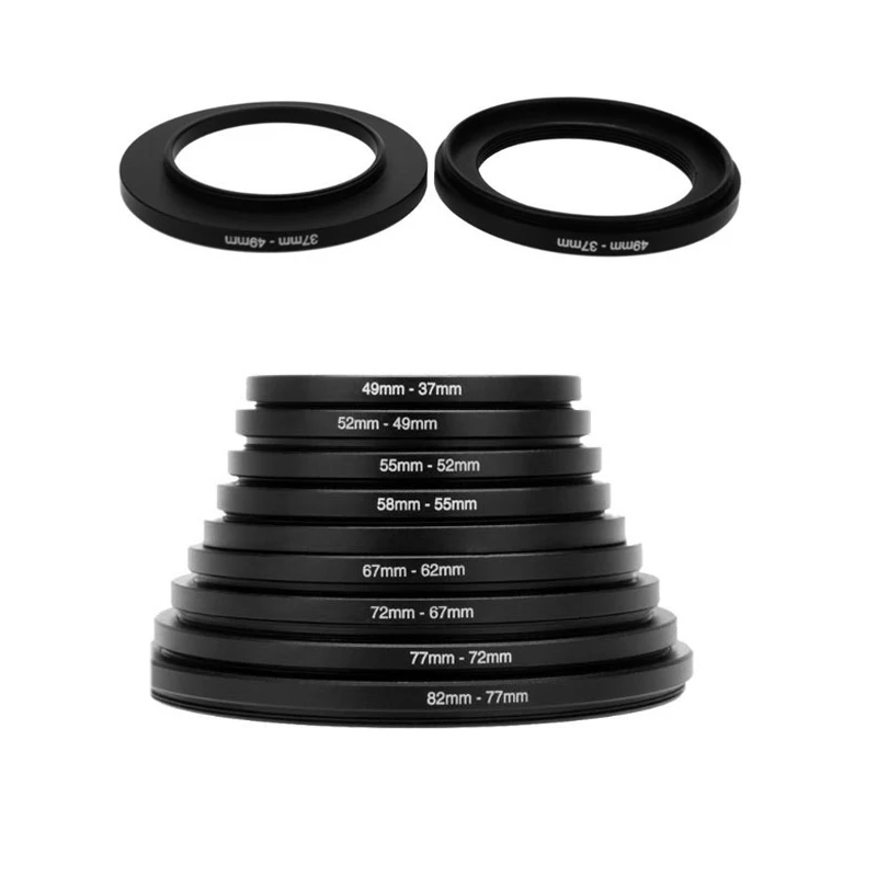 Camera Lens Filter Step Up/Down Adapter Ring Set 37-82mm 82-37mm for All DSLR Camera Lens Mount Set Kit  9pc 18pc