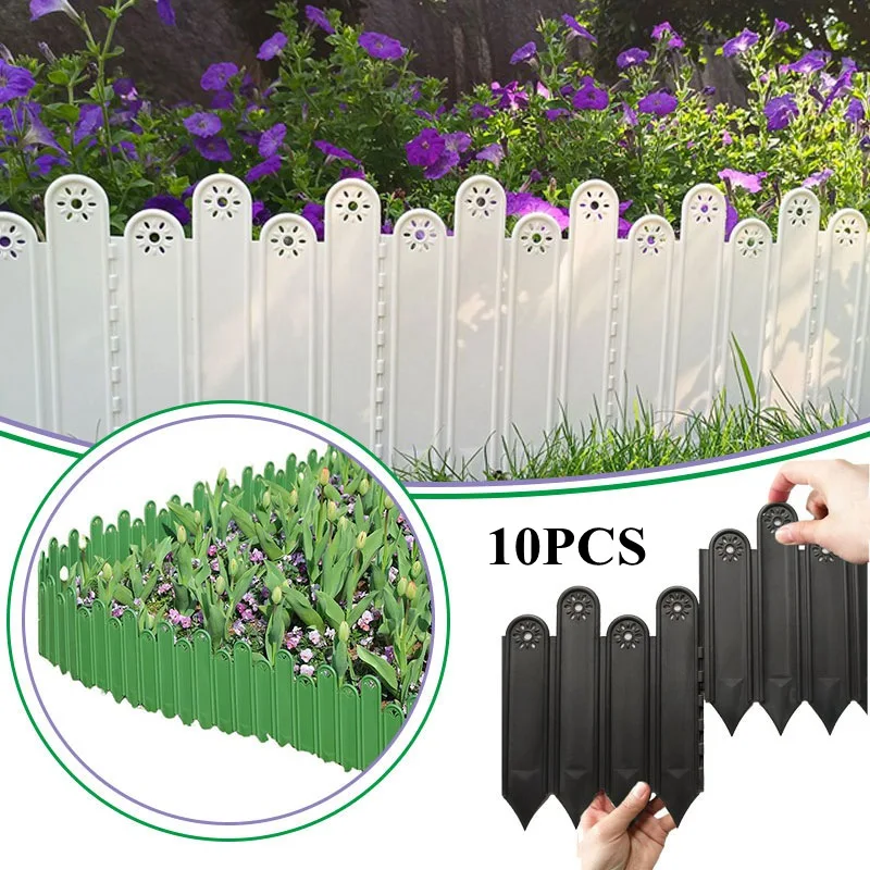 

10Pcs Garden Edging Border Plastic Garden Fence Edging Garden Lawn Edge Fencing Lawn ,Plant Border Outdoor Patio Yard Fence