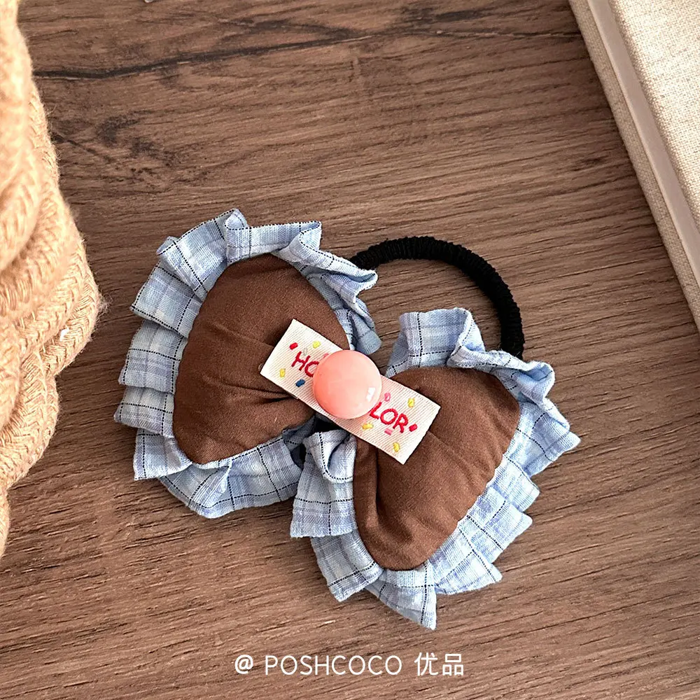 كبير القوس Scrunchie 1 قطعة 11 سنتيمتر الكورية النسيج الشعر التعادل تكدرت شغل القطن للشعر الرقيق الفتيات لا ضرر الحلو
