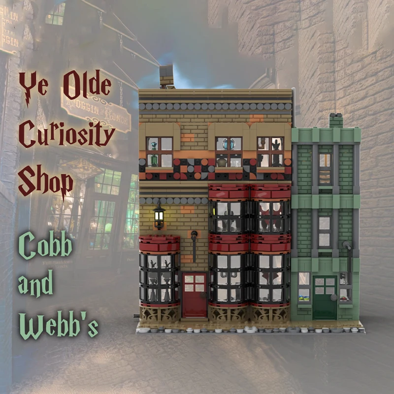 

1084PCS MOC Magic Movie Knockturn Alley Ye Olde Curiosity Cobb Webb S Model Building Blocks Assembly Building Blocks Gift Home