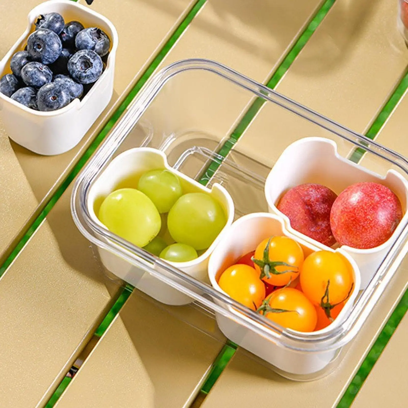 Divided Serving Tray with Lid Fruit Storage Container Dried Fruits Candy