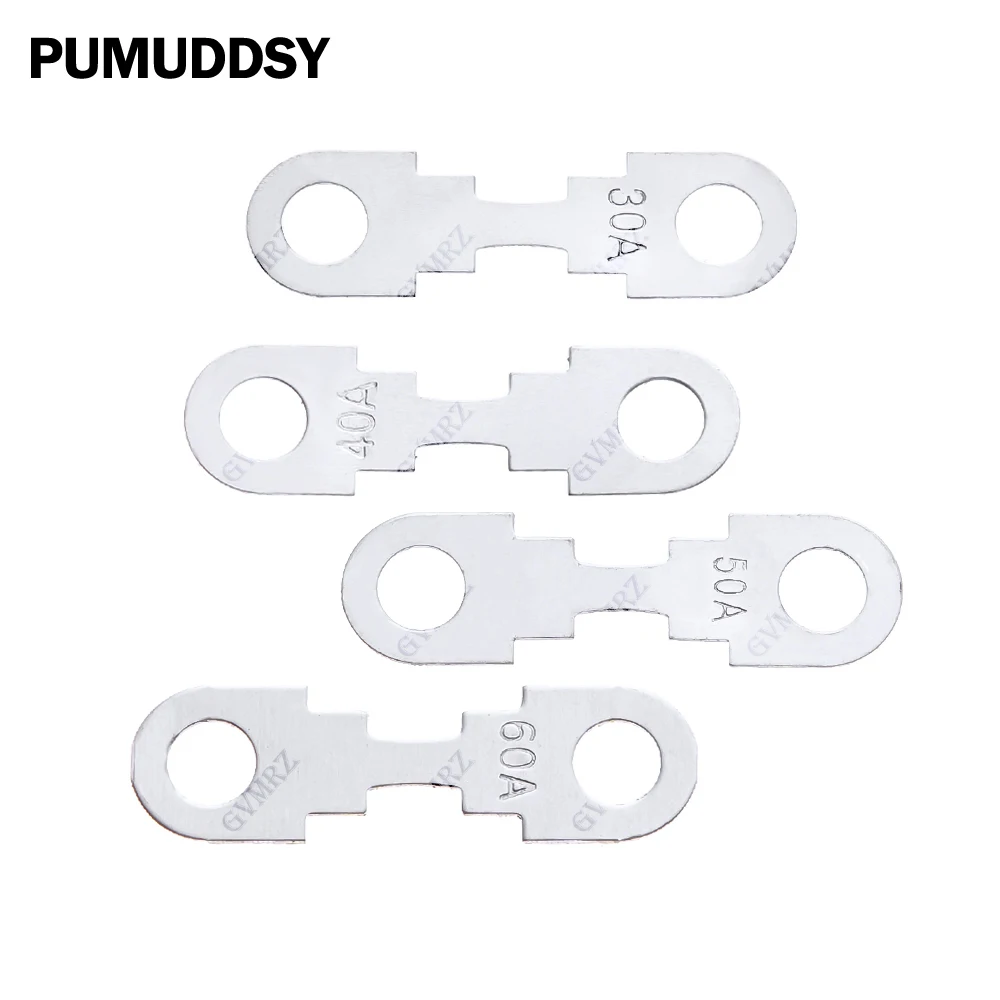 5PCS 60A Car Flat Type Fuse Chip 32V Battery Insert Fork Bolt Type High Current Zinc Alloy 20A 30A 40A 50A  100A 110A 70A 80A