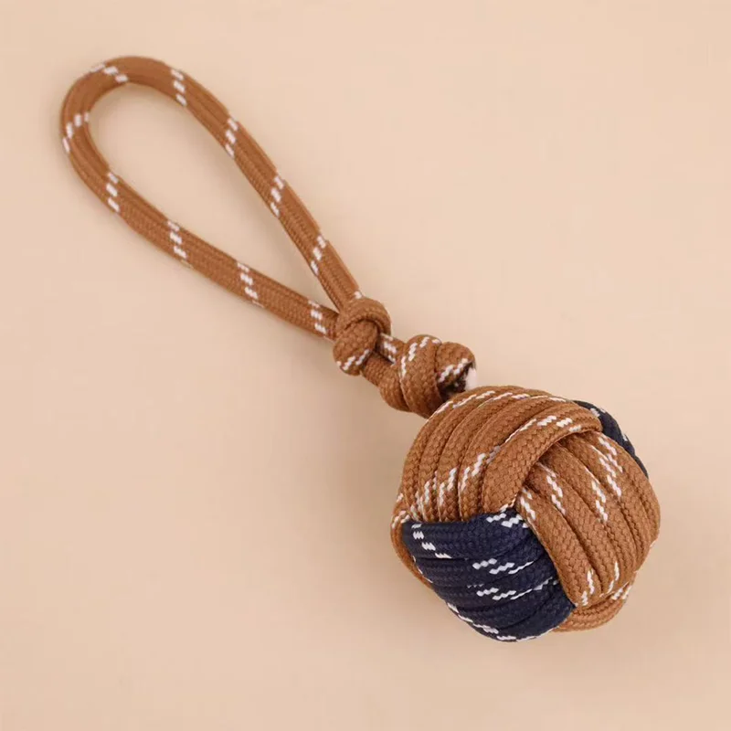 Ins style handbag charm, hand woven double colored ball cute creative hanging rope Nylon rope lock ball bag accessories