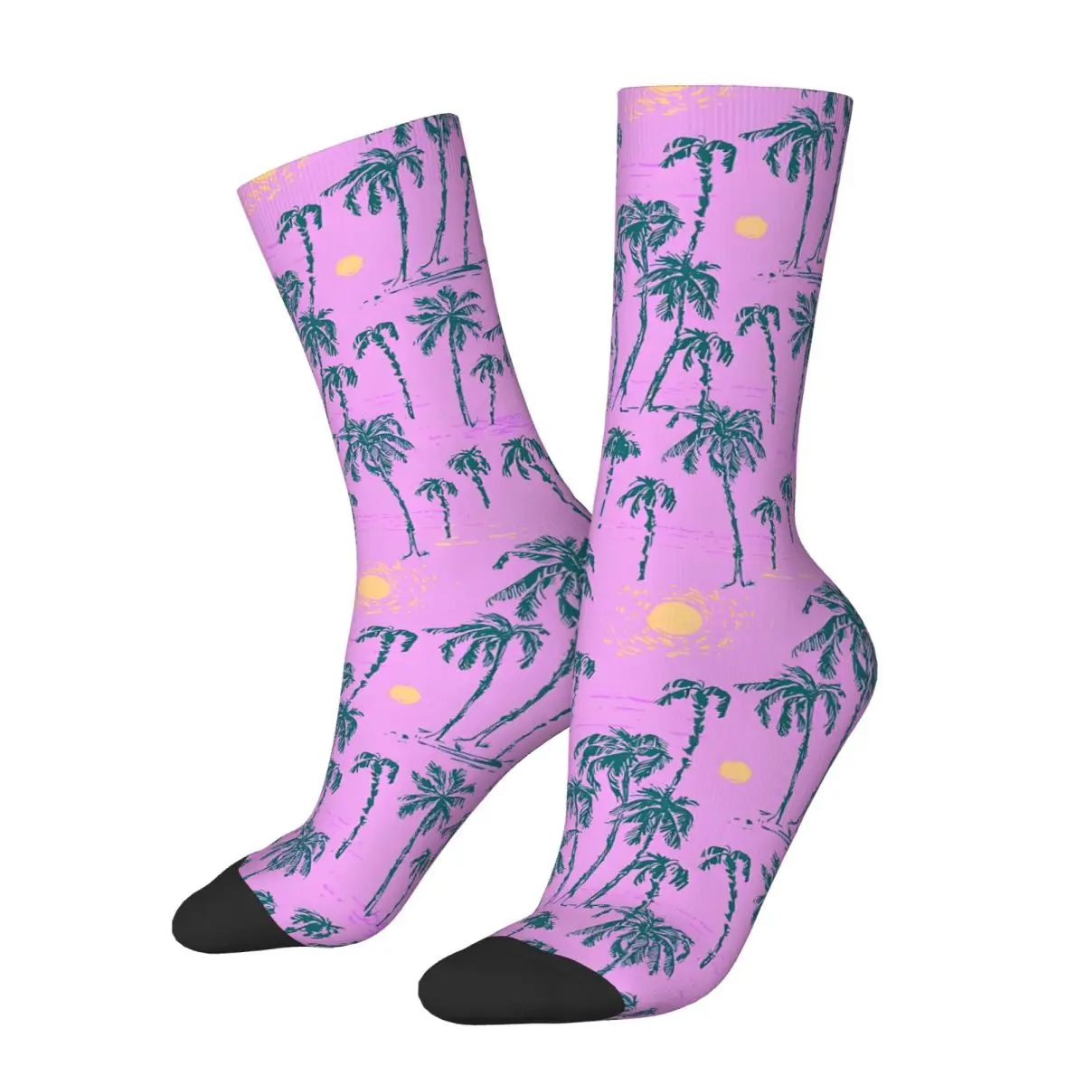 Bright Palm Tree Beach Tropical Kawaii Socks School Cartoon Pattern Socks