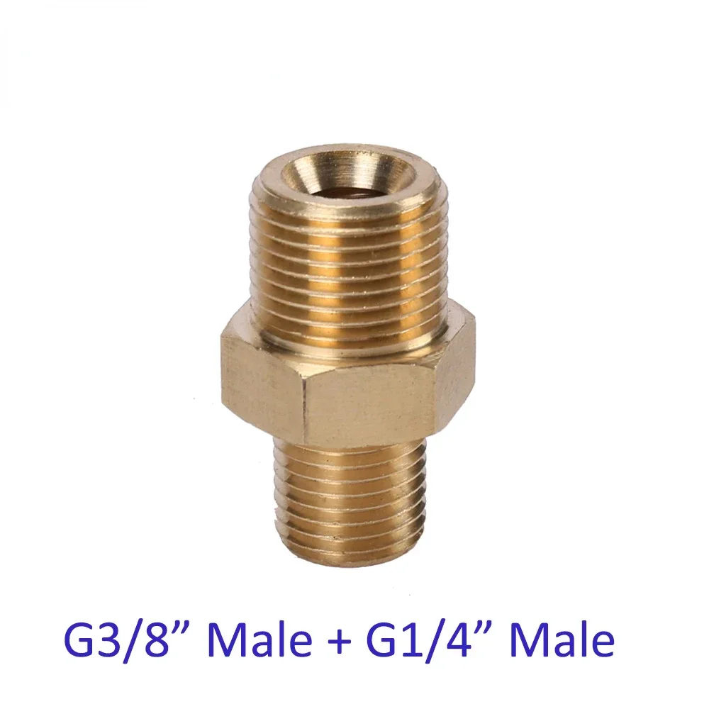 

High Pressure Washer Car Washer Brass Connector Adapter G1/4 Male + G3/8 Male