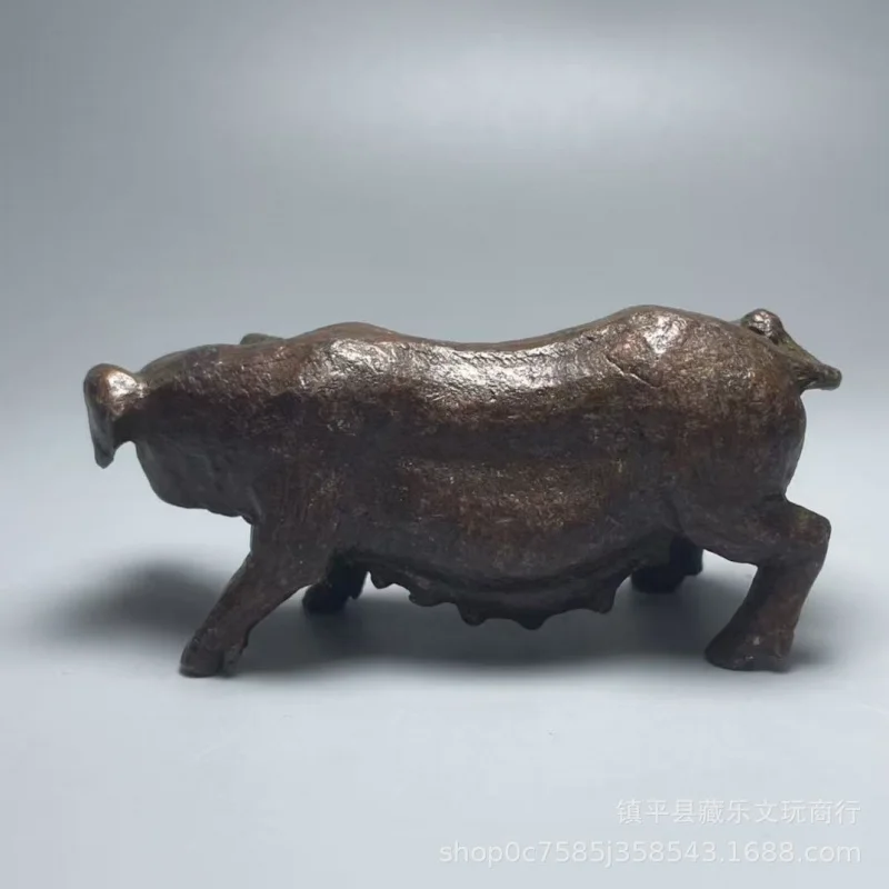 Vintage Alloy Copper Fortune Pig Figurine, Table Decoration, Craft, Tea Pet, Brings Success and Wealth