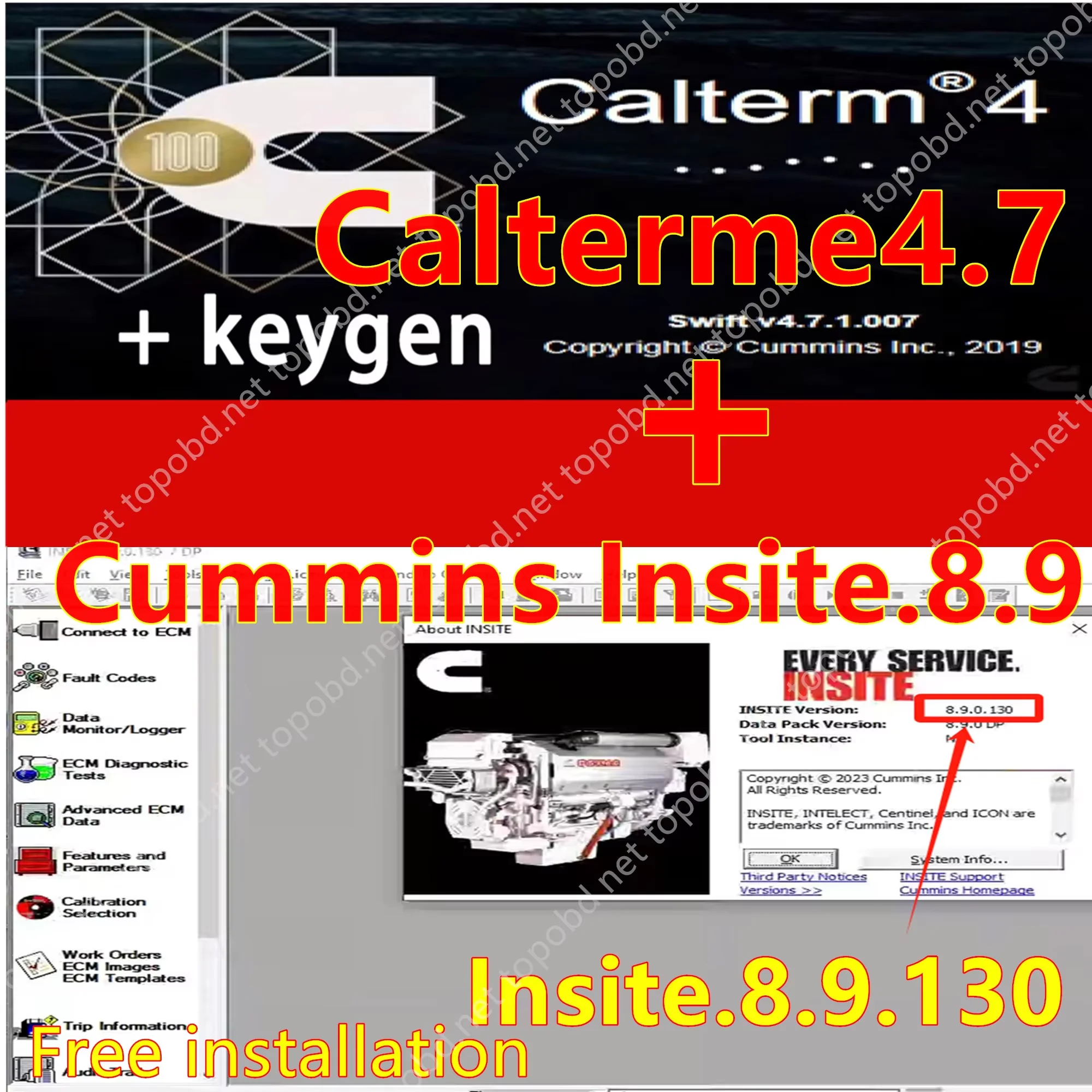 

2025 Hot selling Cummins Insite 8.9.130+ Calterm 4.7.1.007keygen Engine Diagnostic Fault Code Engine Diagnostic Test Adjustmen