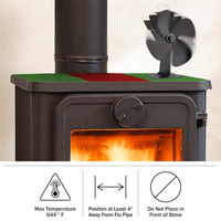 ABJY-Wood Stove Fan Heat Powered Fan 4 Blades Fireplace Fan For Wood Burning Stoves/Fireplaces Disperses Warm Air House