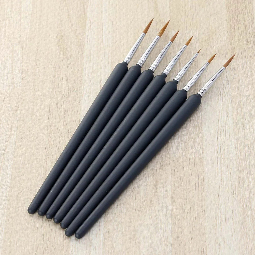 7 قطع من فرش الطلاء ذات التفاصيل الدقيقة المتينة ذات التعامل الطويل للألوان المائية الأكريليكية والغواش ولوحة زيتية مصغرة وفنية تفصيلية دقيقة