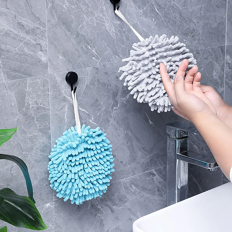 Quick Dry Soft Absorbent Microfiber Towels Hand Kitchen Bathroom Towel Ball With Hanging Loops Cleaning Cloth
