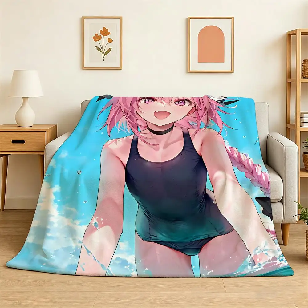 

Fate Astolfo Throw 240g Flannel Blanket Lightweight Soft Skin-friendly Summer Thin Throw Blanket