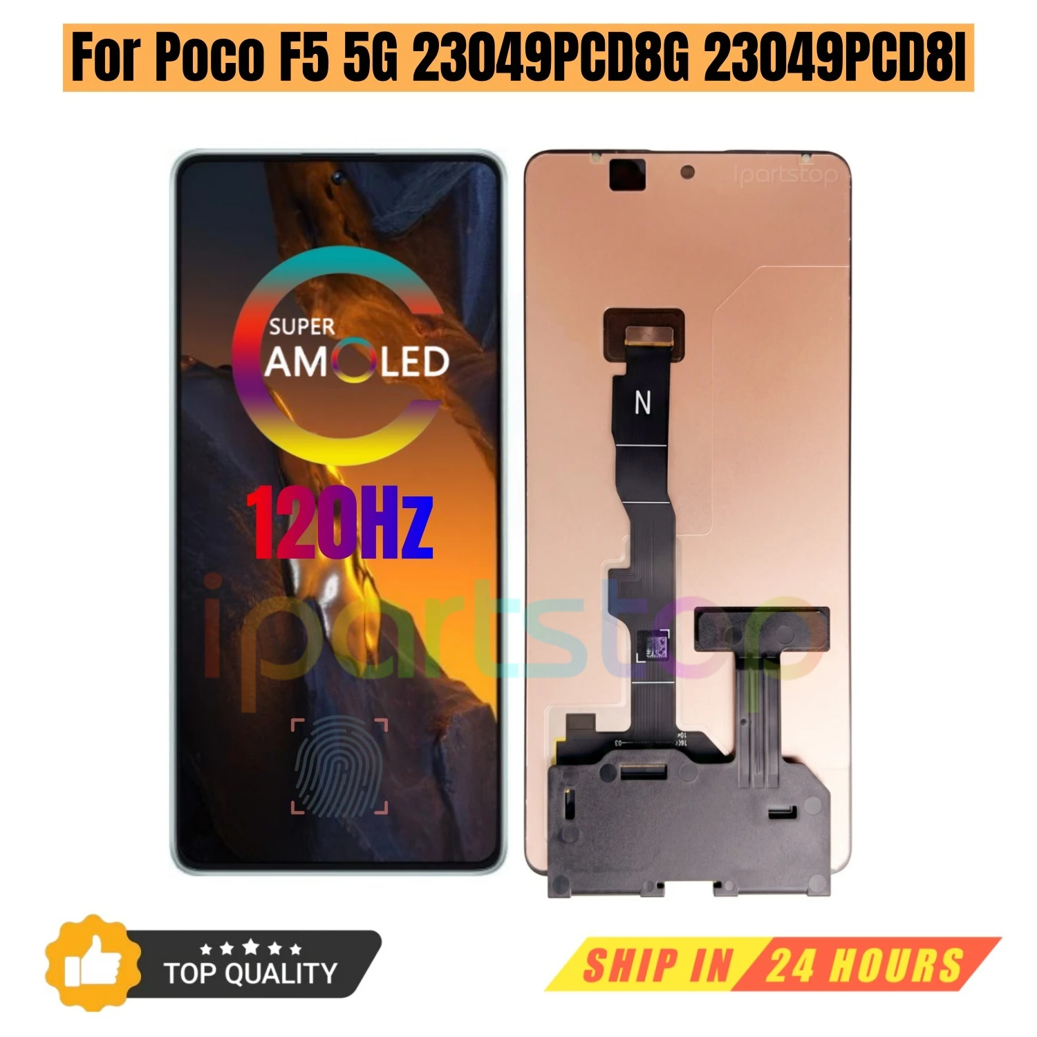 

iParts Replacement New Display for Xiaomi Poco F5 5G 23049PCD8G 23049PCD8I 120Hz AMOLED Touch Screen With Frame Assembly OEM