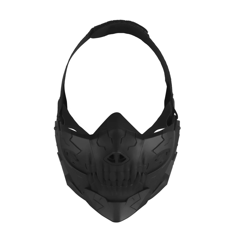 PartyCosplay Halloween Rebel Skull Half Face Mask Tactical Half Face Cover Breathable Mesh Paintball CS Game Protective Facemask