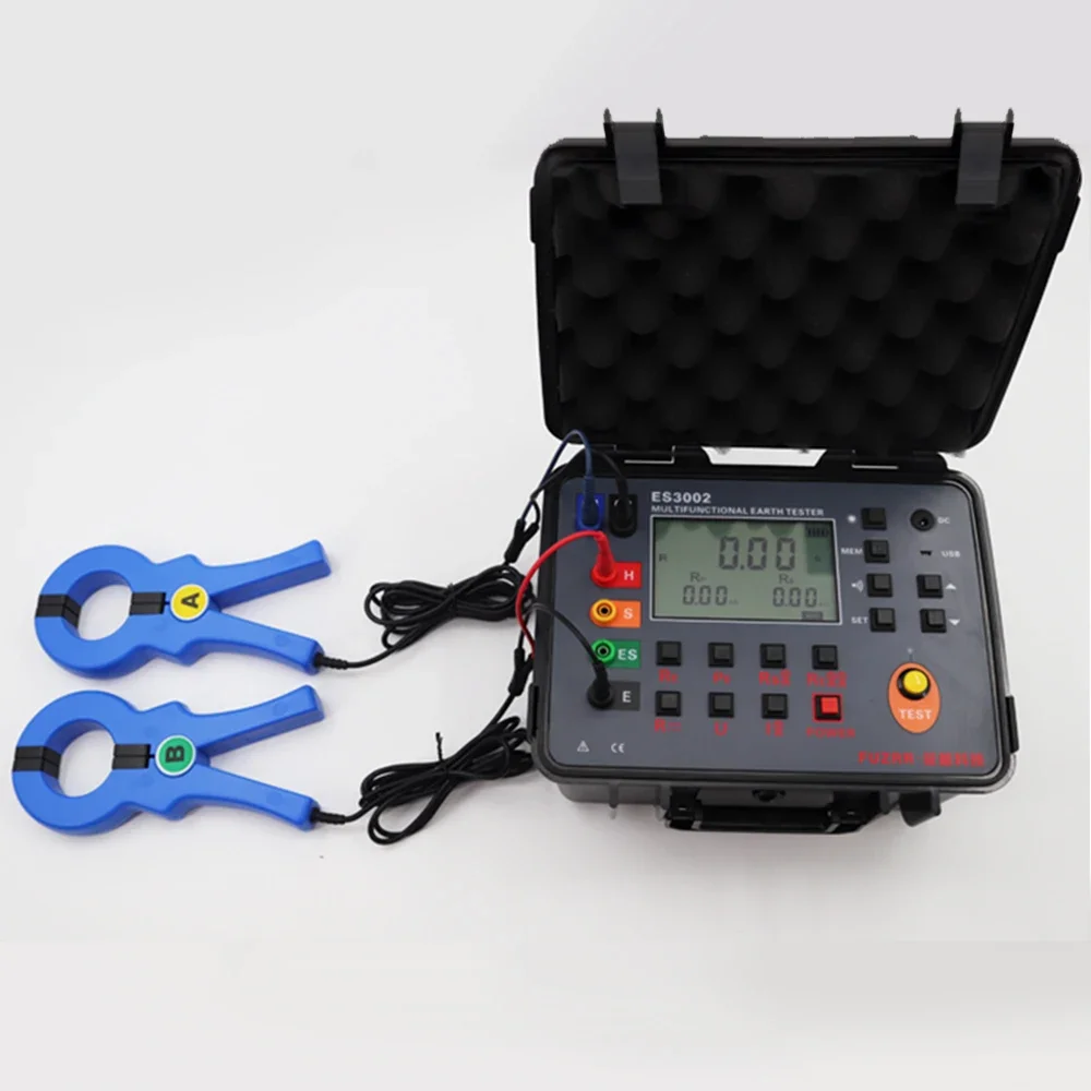 

ES3002 Digital 3 Pole & 4 Pole Double Clamp Earth Resistance Tester 20V/48V 4 Pole Soil Resistivity Test With USB Interface