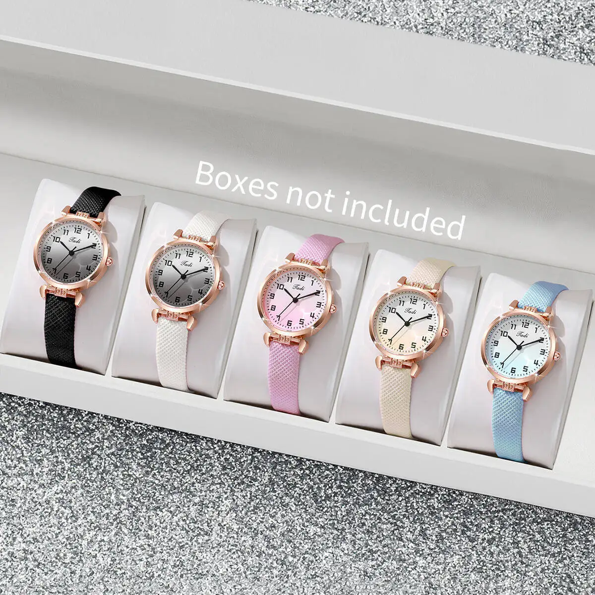 2/3/4/5/6PCS Fashion Women Multicolor Watches Set Simple Small Dial Leather Strap Quartz Watch For Ladies Clock（Without Box）