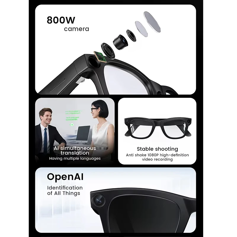 2026 AI Smart Glasses: AI Voice Translation, Video, Bluetooth Call, Music Touch Photochromic Lenses Hands-free, Universal Gift view 3
