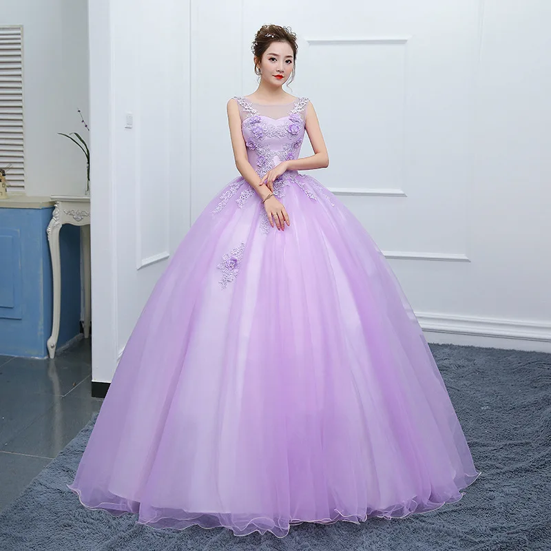 LZPOVE Light Purple Quinceanera Dresses V-neck Appliques Vestidos Sweet 16 Years Party Prom Vintage Floor-Length Ball Gown