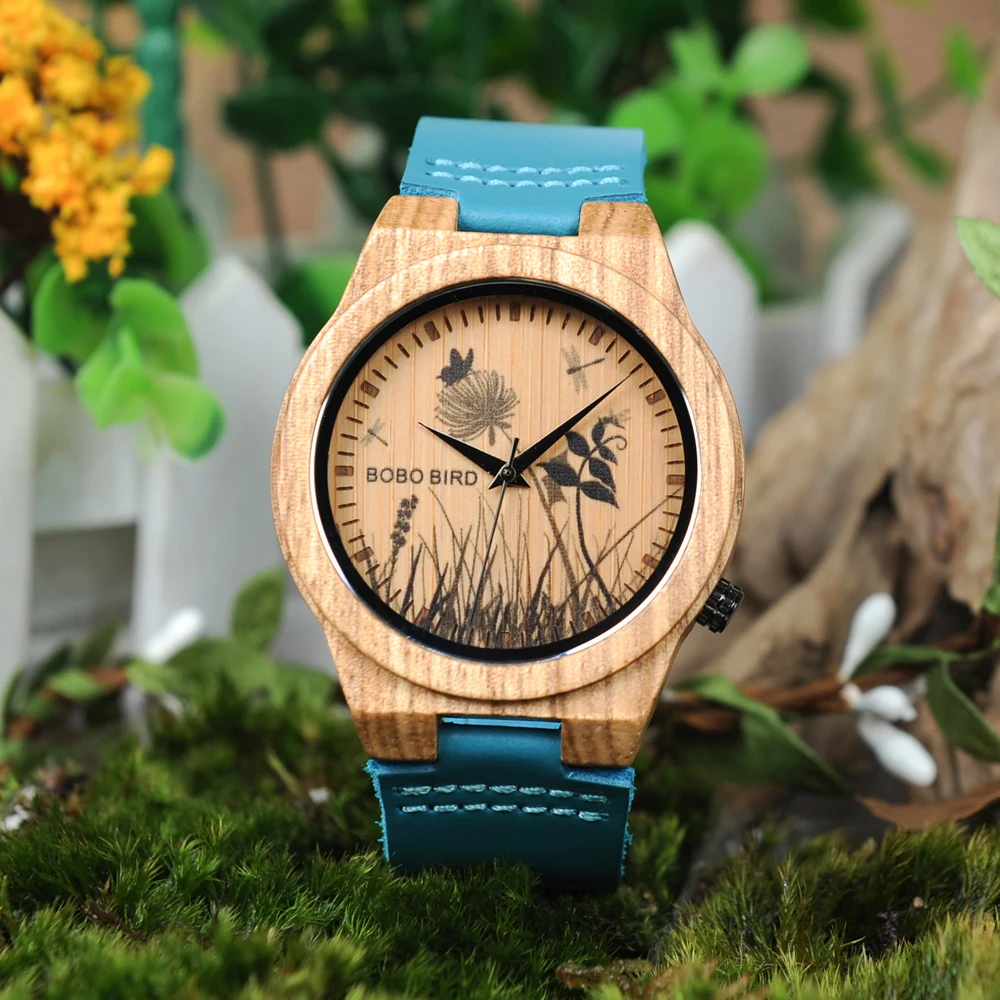 BOBO BIRD Wooden Watches Men Lifelike Special Design UV Print Dial Face Bamboo relogio masculino Gifts Timepieces C-P20 Custom