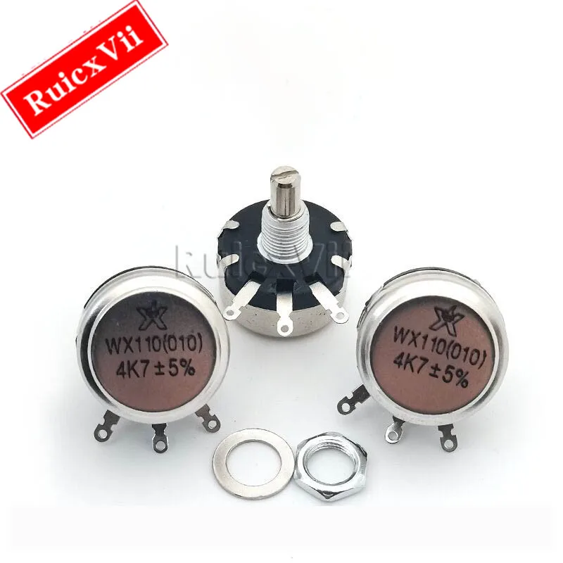 1pcs wx110（010） New Single-turn Wirewound Potentiometer 1W 470R 1K 2K2 5K6 10K 4.7K 22K 3K3