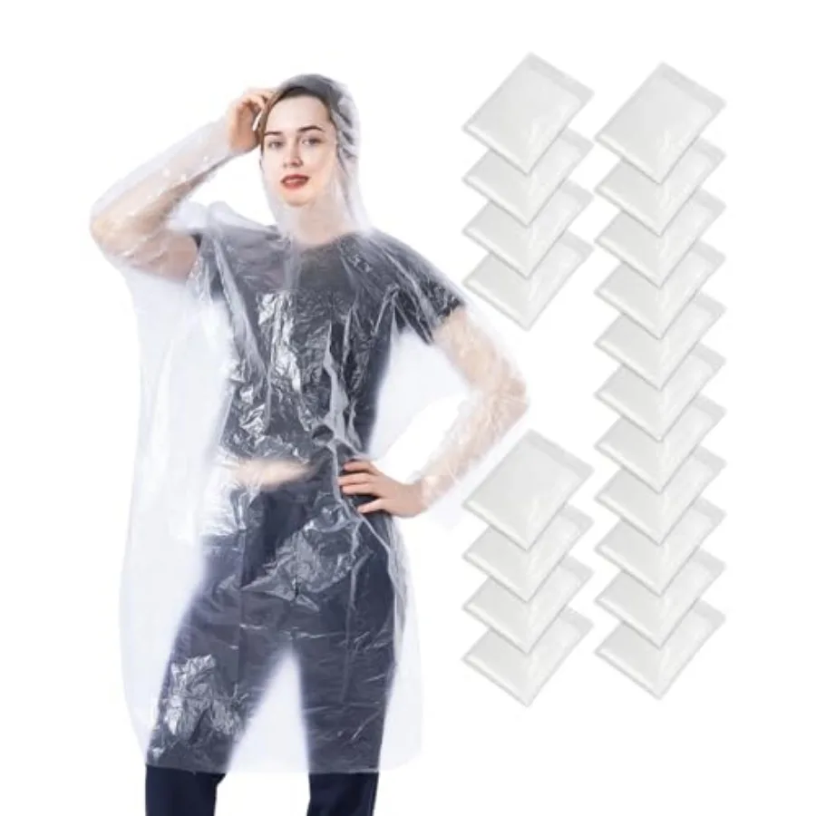 

Pack Disposable Rain Ponchos with Hood for Adults, Family Pack Raincoats Bulk for Women and Men