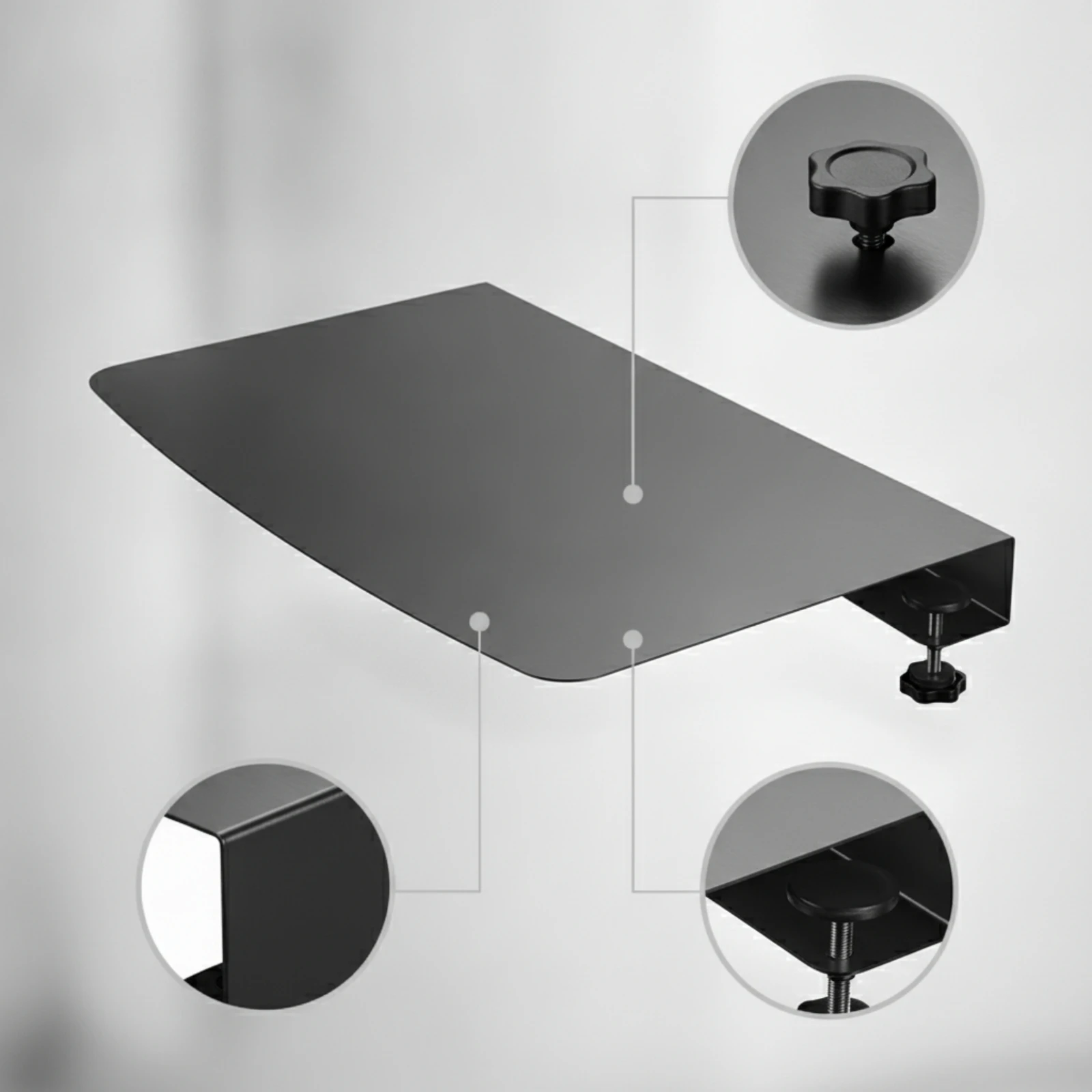 Clamp-on Desk Corner Connector Space-Saving Corner Desk Connector with Clamp Heavy-Duty Strong for Telecommuting Workers