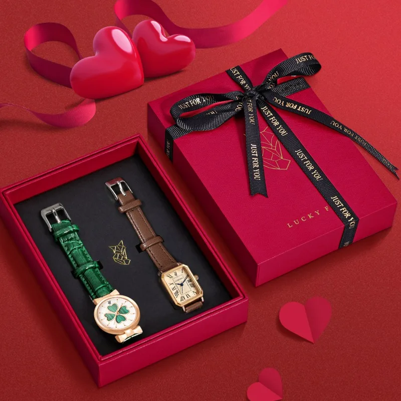 2 قطعة ساعات عادية ريترو الموضة للنساء مجموعة ساعات المعصم الفاخرة للسيدات هدايا عيد ميلاد رائعة للصديقات أفضل الأصدقاء