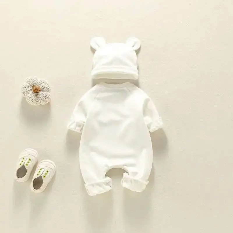 2Pcs Baby Summer Jumpsuits with Hat Set Cute Bear Newborn Romper for Boys Girls Clothes Sets Toddler Infant Outfit Clothing