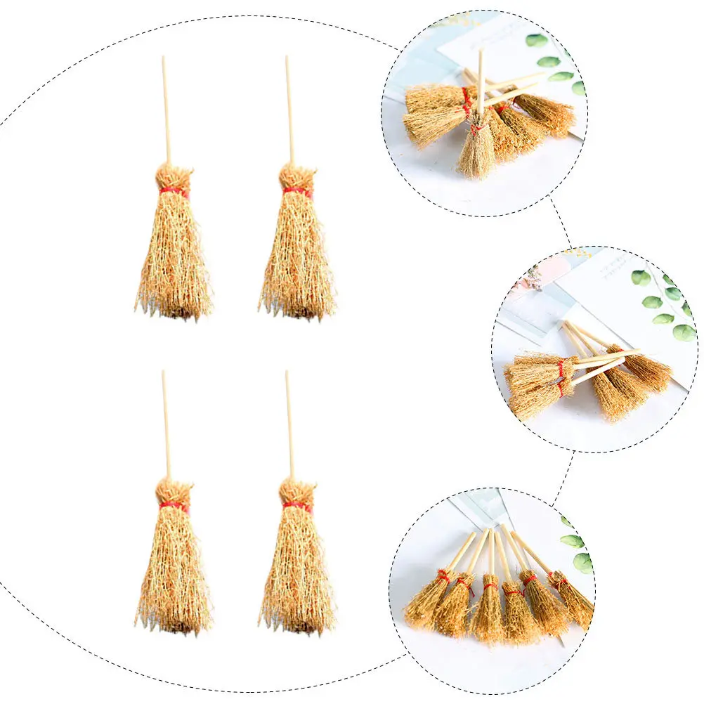 

10Pcs Mini House Brooms Realistic Small Desktop Decor Miniature Micro Landscape Decorations Photo Props Gift House Brooms