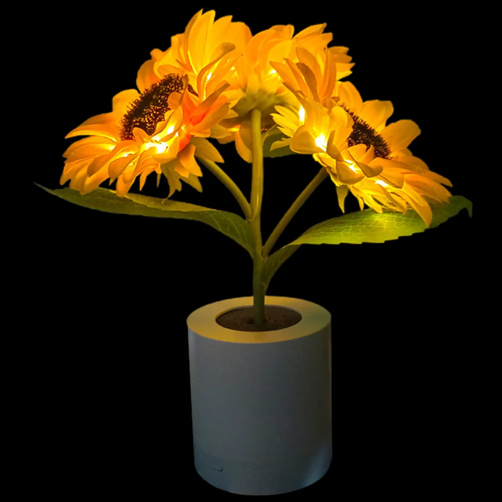 

Pretty Sunflower Night Lights Bedside Lamps Tall Plastic Bedroom Accessory Nightstand