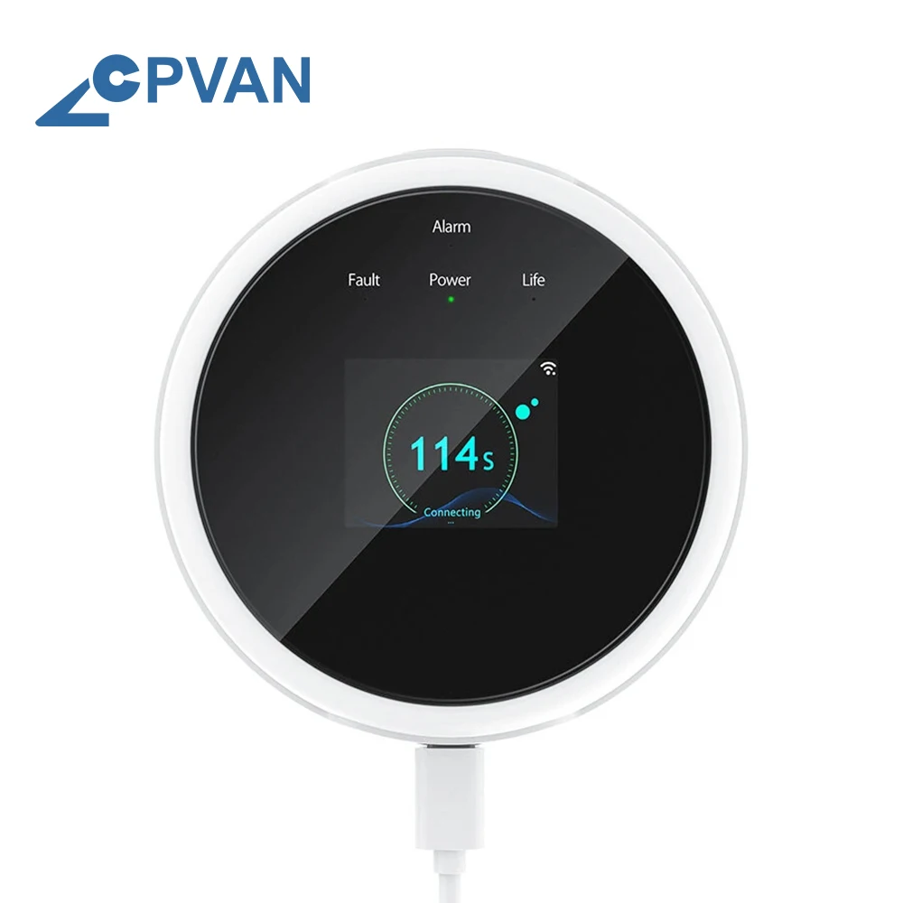 CPVAN Tuya Wifi Natural Gas Alarm Sensor LCD Display Combustible Gas Alarm Smart LPG Gas Leak Detector Work With Smart Life App